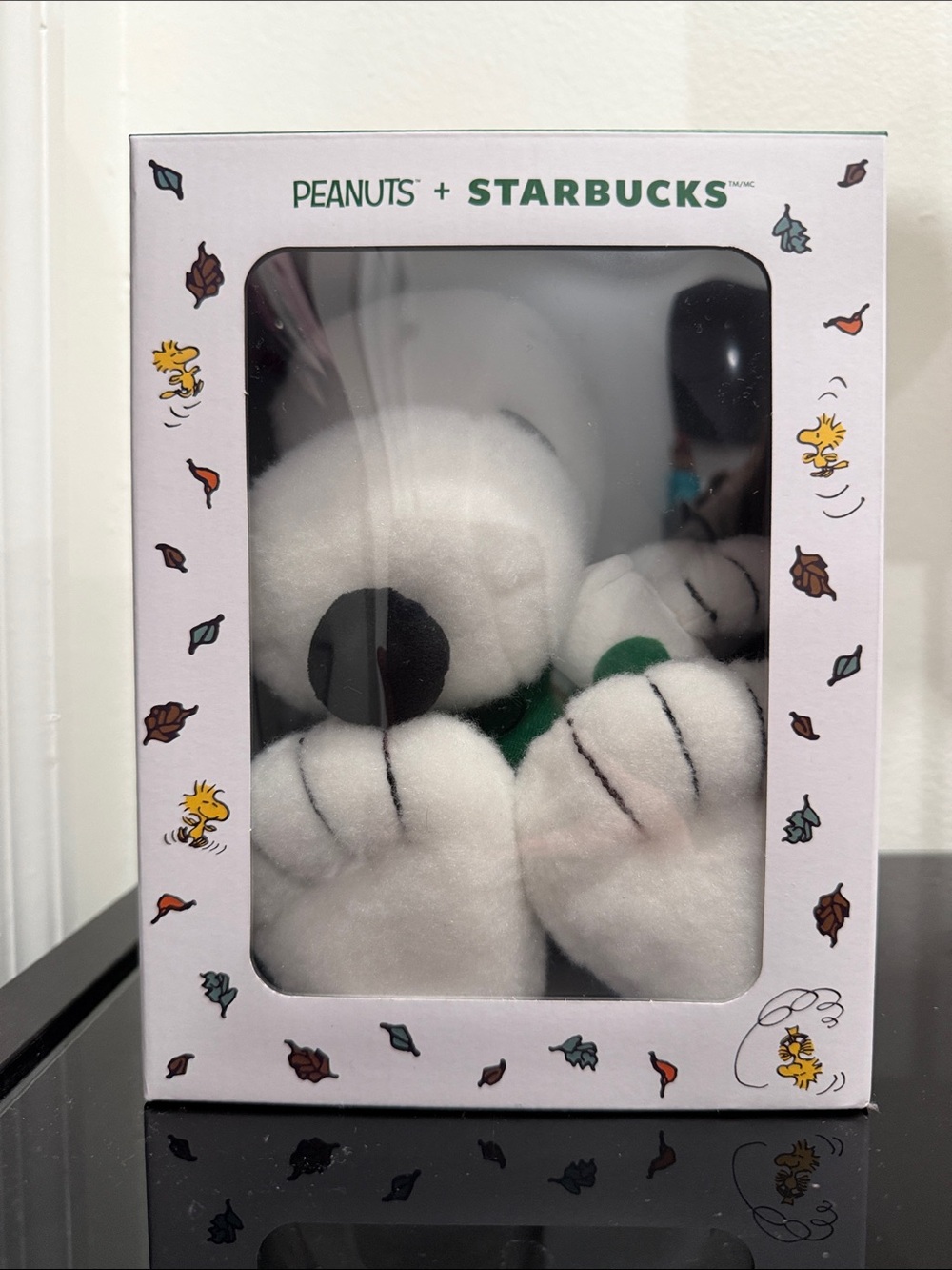 Starbucks White Snoopy Plush with Green Collar - Peanuts x Starbucks
